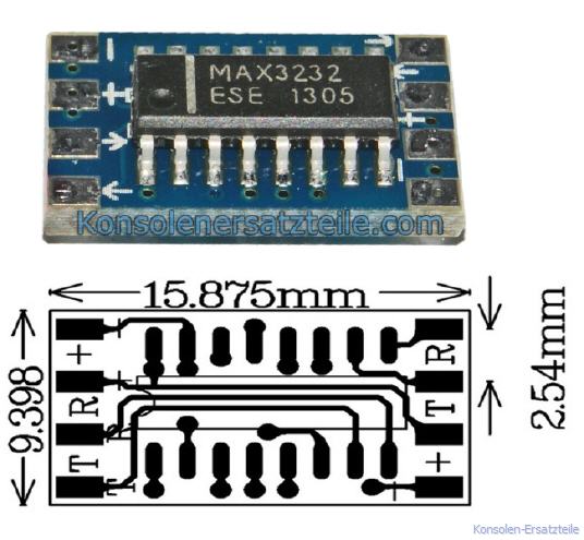 RS232 zu TTL Konverter, Mini RS232 to TTL converter, seriell zu TTL Wandler, MAX3232 CSE, Schnittstellenwandler Löt Anschluss