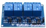 4 Kanal Relais Platine, 4 Kanal Relais Modul, 4-Channel relay module, 4-Ch relay module, z.B. für Arduino, 8051, AVR, PIC, DSP, ARM, ARM, MSP430, TTL logic etc.