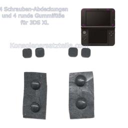3DS XL Gummifüße und Schraubenabdeckungen, 8 Stück im Set, schwarz