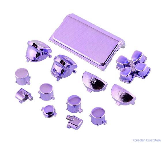PS4 Controller Modding Set metalic violet, Chrome Tasten für PS4 Controller, PS4 Triggertasten violett, PS4 Actiontasten lila, PS4 Aktionstasten lila, PS4 d-pad violett