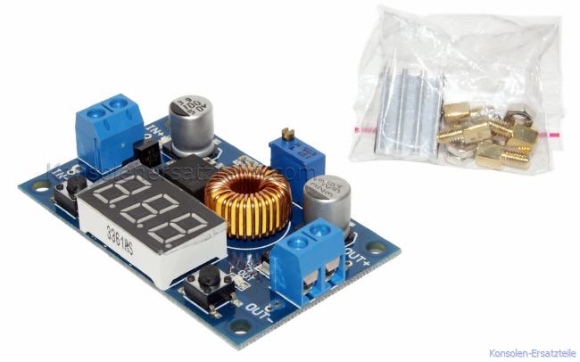 Spannungsregler einstellbar 12V, Step down DC-DC buck Schaltregler, mit LED Voltmeter und Schraubklemmen, XL4015E1 einstellbarer Spannungsregler, DC DC Abwärtswandler, buck converter, XL4015E1 dc-dc-wandler, XL4015E1 converter, Schaltregler hoher Effizienz, DC-DC Schaltreglermodul, XL4015E1 Step down power supply, XL4015E1 Ausgangsstrom 5 Ampere max.